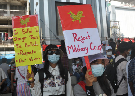 Demonstrations in Yangon on Union Day, 12 February 2021 Demonstrations in Yangon on Union Day, 12 February 2021
